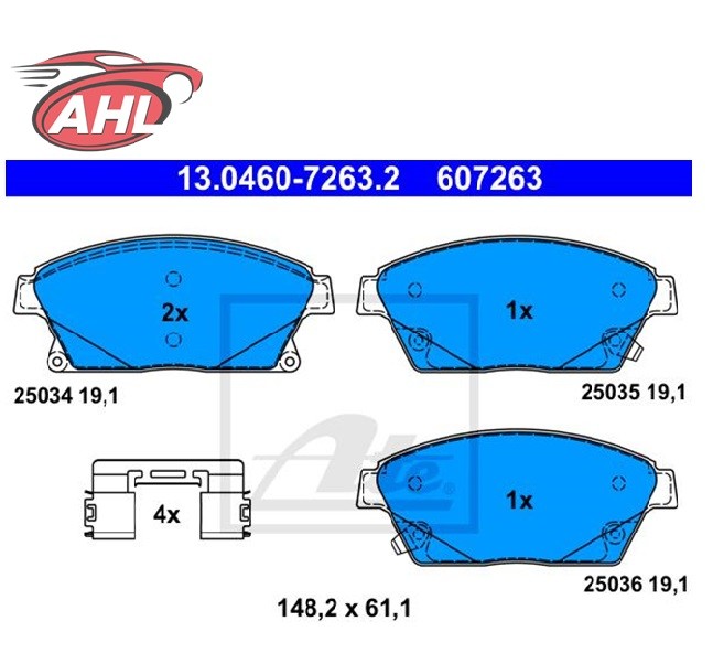 ATE 13.0460-7263.2 Jeu de 4 plaquettes de frein pour OPEL CHEVROLET