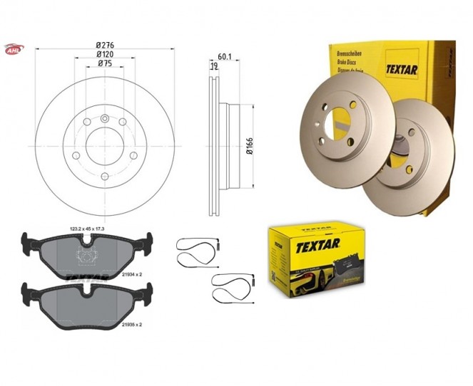 TEXTAR 92072403 +2193402+98024000 disque de frein +plaquettes de frein+ Contacteur d'usure pour BMW