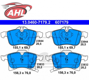 ATE 13.0460-7179.2 Jeu de 4 plaquettes de frein pour OPEL ASTRA CORSA ZAFIRA MERIVA