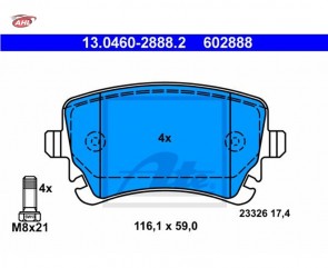 ATE 13.0460-2888.2 Plaquettes de frein AUDI A4 A6