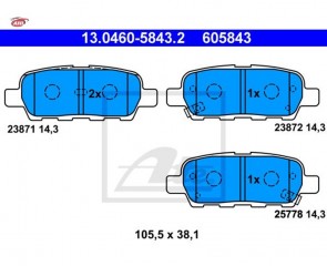 ATE 13.0460-5843.2 Jeu de 4 plaquettes de frein  NISSAN