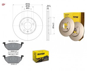 TEXTAR 92082205 + 2313001Jeu de 2 disques de frein + plaquettes pour VW SEAT 