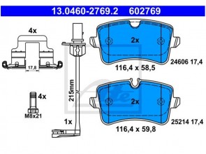 ATE 13.0460-2769.2 Jeu de 4 plaquettes de frein pour FIAT VAG 
