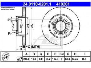 ATE 24.0110-0201.1 Disque de frein pour FIAT SKODA VAG VW 